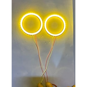 auto mt choose from 7-color 2pc 60mm car bike drl daytime running light angle eyes led ringg bike 60mm cob led angel eyes halo ringg drl halo ringg cob chips 2pc yellow - 60mm cob ringg
