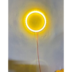 auto mt multi-color choice bike drl daytime running light angle eyes 60mm cob led halo ring 1pc-yellow