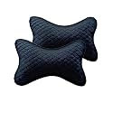 Auto Oprema (Award Winner at INDIA'S Rising Star 2024 Valvet Filling Inside Microfiber Cotton Car Neck Rest Pillow/Cushion Set of 2 Compatible with All Cars (Black)