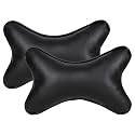 Auto Oprema (Award Winner at INDIA'S Rising Star 2024 Leather,Microfiber Cotton Car Neck Rest Pillow/Cushion Set of 2 Compatible with All Cars (Black)