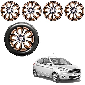 auto pearl car golden black wheel cover caps 1434 press type fitting for - ford figo 2015