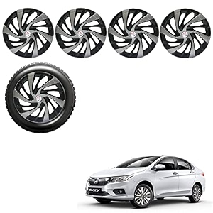 auto pearl premium 1534 inch set of 4 pcs universal fit press type hubcap wheel cover replacements for oem steel wheels abs with retention ring for- idtec color- silver black