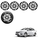 Auto Pearl Premium 15" inch Set of 4 Pcs Universal Fit Press Type Hubcap Wheel Cover Replacements for OEM Steel Wheels ABS with Retention Ring for- Idtec (Color- Silver Black)