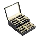 AUTOARK Leather 16 Piece Eyeglasses Storage Case Organizer,Black,AW-093