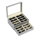AUTOARK Leather 16 Piece Eyeglasses Storage Case Organizer,Grey,AW-165