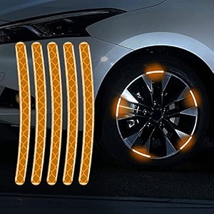 autobizarre 20pcs yellow reflective wheel rim stickers night reflective tape warning sticker for decoration universal for all cars bikes motorcycles bicycle trucks