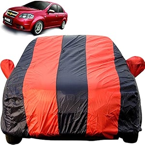 autofact car body cover for chevrolet aveo mirror pocket premium fabric triple stiched fully elastic redblue color