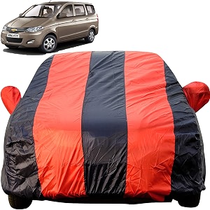 autofact car body cover for chevrolet enjoy mirror pocket premium fabric triple stiched fully elastic redblue color