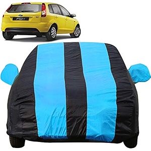 autofact car body cover compatible for ford figo old model 2008 to 2014 mirror pockets triple stitched bottom fully elastic teak blue color