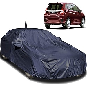 autofact car body cover compatible for honda jazz 2015 to 2019 with mirror and antenna pockets navy blue