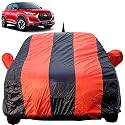 Autofact Car Body Cover Compatible with Nissan magnite(2020 to 2021) with Mirror and Antenna Pocket (Light Weight,Triple Stitched,Heavy Buckle,Bottom Fully Elastic,Red Stripes with Navy Blue Color)