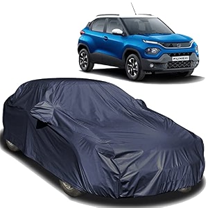 autofact car body cover compatible for tata punch with mirror pockets navy blue