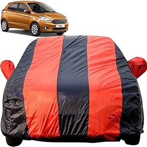 autofact car body cover for ford figo new mirror pocket premium fabric triple stiched fully elastic redblue color