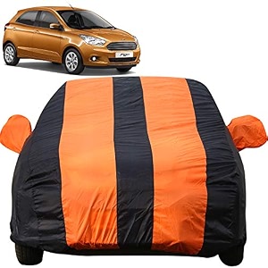 autofact car body cover for ford figo new mirror pocket premium fabric triple stiched fully elastic orangeblue color