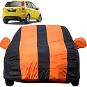 Autofact Car Body Cover for Ford Figo Old Model (2008 to 2014) (Mirror Pocket, Premium Fabric, Triple Stiched, Fully Elastic, Orange/Blue Color)