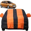 Autofact Car Body Cover for Ford Figo New (Mirror Pocket, Premium Fabric, Triple Stiched, Fully Elastic, Orange/Blue Color)