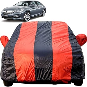 autofact car body cover for honda accord mirror pocket premium fabric triple stiched fully elastic redblue color
