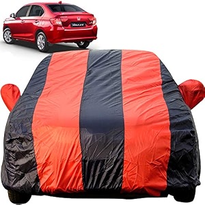 autofact car body cover for honda amaze facelift 2018 onwards model mirror pocket premium fabric triple stitched fully elastic redblue color