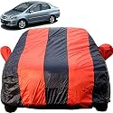Autofact Car Body Cover for Honda City Zx (2004 to 2008) (Mirror Pocket, Premium Fabric, Triple Stiched, Fully Elastic, Red/Blue Color)