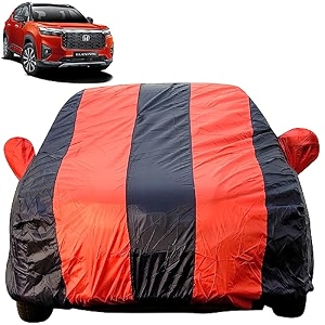autofact car body cover for honda elevate mirror pocket premium fabric triple stiched fully elastic redblue color