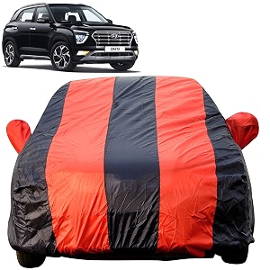 autofact car body cover for hyundai creta 2020 mirror pocket fabric triple stiched fully elastic redblue color