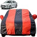 Autofact Car Body Cover for Hyundai Elantra (Mirror Pocket, Premium Fabric, Triple Stiched, Fully Elastic, Red/Blue Color)