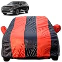 Autofact Car Body Cover for Hyundai Santa Fe (Mirror Pocket, Premium Fabric, Triple Stiched, Fully Elastic, Red/Blue Color)