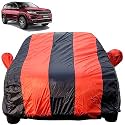 Autofact Car Body Cover for Jeep Meridian (Mirror Pocket, Premium Fabric, Triple Stiched, Fully Elastic, Red/Blue Color)