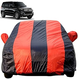 autofact car body cover for mahindra bolero neo mirror pocket premium fabric triple stiched fully elastic redblue color