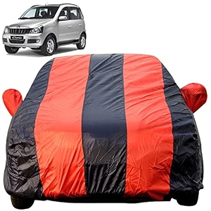 autofact car body cover for mahindra quanto mirror pocket premium fabric triple stiched fully elastic redblue color