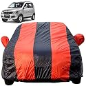 Autofact Car Body Cover for Mahindra Quanto (Mirror Pocket, Premium Fabric, Triple Stiched, Fully Elastic, Red/Blue Color)