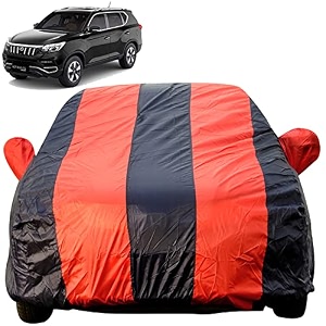 autofact car body cover for mahindra xuv 700 mirror pocket premium fabric triple stiched fully elastic redblue color