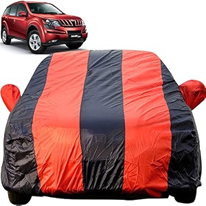 autofact car body cover for mahindra xuv500 mirror pocket premium fabric triple stiched fully elastic redblue color