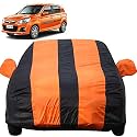 Autofact Car Body Cover for Maruti Alto k10 (Mirror Pocket, Premium Fabric, Triple Stiched, Fully Elastic, Orange/Blue Color)