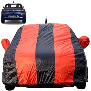 autofact car body cover for maruti baleno 2022 mirror amp antenna pocket premium fabric triple stiched fully elastic redblue color