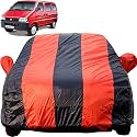Autofact Car Body Cover for Maruti Eeco (Mirror Pocket, Premium Fabric, Triple Stiched, Fully Elastic, Red/Blue Color)