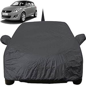 autofact car body cover for maruti swift 2005 to 2017 with mirror and antenna pocket light weight triple stitched heavy buckle bottom fully elastic grey