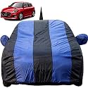 Autofact Car Body Cover for Maruti Swift (2018/2019) with Mirror and Antenna Pocket (Light Weight, Triple Stitched, Heavy Buckle, Bottom Fully Elastic, Royal Blue Stripes with Navy Blue Color)