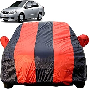 autofact car body cover for maruti sx4 mirror pocket premium fabric triple stiched fully elastic redblue color