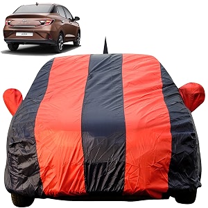 autofact car body cover with mirror amp antenna pockets compatible for hyundai aura triple stitched bottom fully elastic rednavy blue