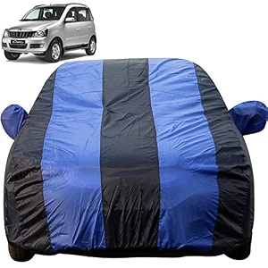 autofact car body cover with mirror pockets compatible for mahindra quanto triple stitched bottom fully elastic royal blue color