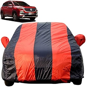 autofact car body cover with mirror pockets compatible for mg hector triple stitched bottom fully elastic rednavy blue