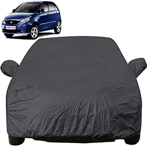 autofact car body cover with mirror pockets compatible for tata indica triple stitched bottom fully elastic dark grey