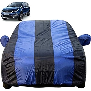 autofact car body cover with mirror pockets compatible for tata hexa triple stitched bottom fully elastic royal blue color