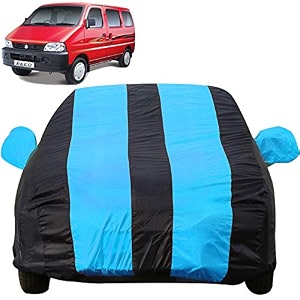 autofact car body cover with mirror pockets compatible for maruti eeco triple stitched bottom fully elastic teak blue color