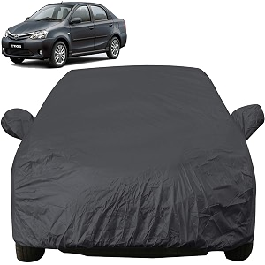 autofact car body cover with mirror pockets compatible for toyota etios triple stitched bottom fully elastic dark grey