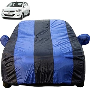 autofact car body cover with mirror pockets compatible for hyundai i10 triple stitched bottom fully elastic royal blue color