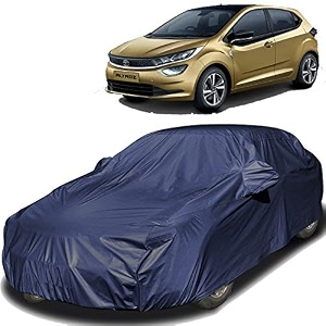 autofact car body cover with mirror pockets compatible for tata altroz triple stitched bottom fully elastic navy blue