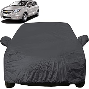 autofact car body cover with mirror pockets compatible for chevrolet sail uva triple stitched bottom fully elastic dark grey
