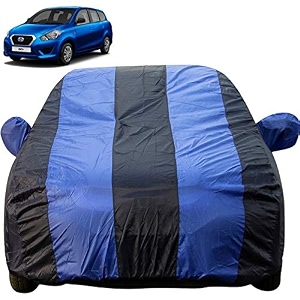 autofact car body cover with mirror pockets compatible for nissan datsun go plus triple stitched bottom fully elastic royal blue color